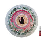 Tapis De Pendule - Tapis De Souris Rond De 21,6 Cm, Motif Chat Noir, Tableau D'orientation Spirituelle, Outil De Lecture De Messages De Fortune Pour La Divination, Le Rituel Métaphysique, La Méditatio