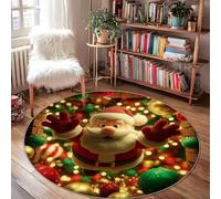 Tapis de Père Noël, décorations de Noël festives, halo de lumières rouges, envers antidérapant pour la maison, tapis d'intérieur qui ne perd pas ses poils, salle de bain, chevet, porte d'entrée, 1,2 x