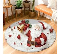 Tapis de Père Noël, Noël festif, cloche, étoiles, fond antidérapant, tapis d'intérieur qui ne perd pas ses poils, décoration de salle de bain, entrée, chevet, 0,9 x 0,9 m
