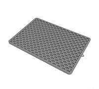 Tapis de piège à litière en silicone pour chat avec design double couche et bords surélevés pour une utilisation dans la litière (gris)