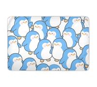 Tapis de pipi réutilisable pour enfants, motif pingouin de dessin animé, bleu, très grand, tapis de voyage antidérapant pour enfants, adultes, animaux domestiques, 132,1 x 86,4 cm (L x l)