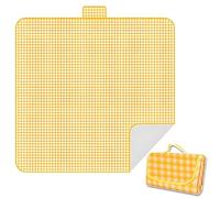 Tapis De Pique-Nique avec Poignée De Transport Pas De Sable Et Facile À Nettoyer pour Le Camping, La Plage, Les Parcs, La Famille Et L'extérieur (Jaune,2x2m)