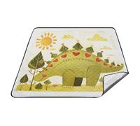 Tapis de pique-nique imperméable en forme de cœur de dinosaure de style dessin animé pour camping, pique-nique, grande couverture pour adultes, articles de pique-nique tapete de praia