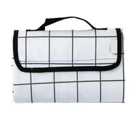 Tapis de pique-nique imperméable et couverture de camping portable pour l'extérieur Grand treillis noir et blanc 195 x 200 cm - Idéal pour la plage, la randonnée et les pique-niques