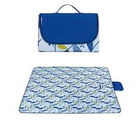 Tapis de Pique-Nique Pliable Extra Large et imperméable, imprimé Fruits Herbe, 200 x 145 cm Couverture De Pique-Nique(Blue)