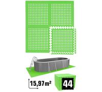 Tapis de Piscine 16 m² - 44 Tapis de Sol EVA 62x62 - Jeu de Dalles Protection