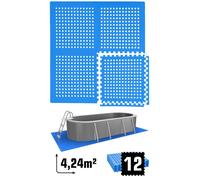 Tapis de Piscine 4,2 m² - 12 Tapis de Sol EVA 62x62 Jeu de Dalles de Protection