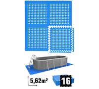 Tapis de Piscine 5,6 m² - 16 Tapis de Sol EVA 62x62 Jeu de Dalles de Protection