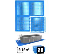 Tapis de Piscine 9,8 m² - 28 Tapis de Sol EVA 62x62 Jeu de Dalles de Protection