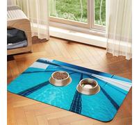 Tapis de piscine bleu absorbant en cuir synthétique pour chien et chat, protège les sols, envers en caoutchouc antidérapant, facile à nettoyer, 30 x 45 cm