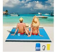Tapis de Plage, 200x210cm Serviette de Plage Anti Sable Matelas de Sol Impermeable avec 4 Piquets, Tapis Couverture Pique Niques P