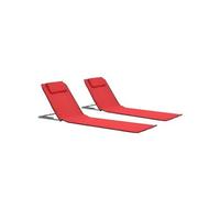 Tapis de plage chaise longue pliables 2 pièces acier et tissu rouge 02_0012186