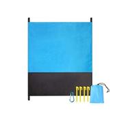 Tapis de Plage Imperméable Anti Sable 210x200cm Bleu et Gris