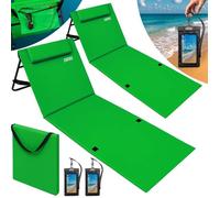 Tapis de plage matelas plage dossier réglable sangle transport 158cm x 56cm vert