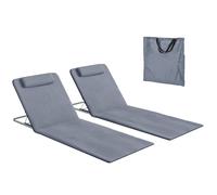 Outsunny Matelas de plage Lot de 2 – rembourrés, dossier inclinable multi-positions, gris