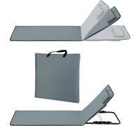 Tapis de plage pliable Stagecaptain avec dossier et coussin tête, rembourré. Chaise longue légère, réglable en 6 positions, portable avec poignée. Idéal camping, piscine, jardin. Grise.