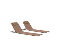 vidaXL Tapis de plage Matelas pliable en tissu gris pour camping et randonnée 2x