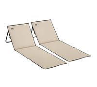 Outsunny Lot de 2 Tapis de Plage rembourré - Matelas de Plage - Dossier inclinable Multi-Positions - Acier Oxford Beige