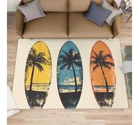 Tapis de planche de surf pour chambre à coucher, motif palmiers, zone tropicale, décoration d'intérieur, pour salon, antidérapant, lavable en machine, 70 x 140 cm