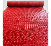 Tapis De Plancher De Garage, 1,6 mm Épaississement Rouleau Plat De Diamant PVC Caoutchouc Remorque Mat, Pour Garage, Entrepôt, Gym, Remorque, Camion Pick-up (Red(1.6mm),1x2m)