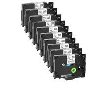 Tapis de plastification 10pk ID Flexible 6/9/12/18 / 24 mm Compatible avec Tze-Fx211 221 231 241 251 Noir sur Blanc Compatible avec Les imprimantes d'étiquette
