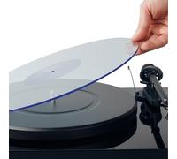 Tapis de Plateau pour Tourne-Disque Standard de 12"/30,45 cm, en Acrylique usiné CNC, pour disques en Vinyle, BlueLit (Bleu Transparent) 11,75"/29,8 cm, avec Encoche pour étiquette de Disque