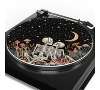 Tapis de plateau tournant motif champignon squelette lune 295 mm de diamètre Tapis de plateau tournant Antistatique Antidérapant Pad Pad LP Slipmat pour disque vinyle Accessoires de rechange