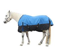 Tapis de pluie imperméable 1200D pour cheval - Col standard - Durable - Sans remplissage - Avec housse de queue - Bleu et noir - 1,8 m