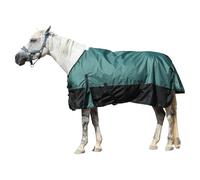 Tapis de pluie pour cheval de poids moyen 1200D - Tapis d'extérieur imperméable et respirant à col standard 200 g Vert foncé 2,1 m