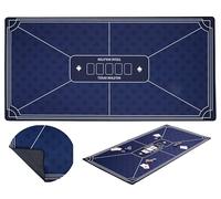 Tapis de Poker Texas Hold’em 120 x 60 cm Bleu - Tapis de Jeux de Cartes | Nappe de jeu Polyester et Caoutchouc Antidérapant, Ép: 3 mm pour Cartes à Jouer et Jetons