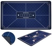 Tapis de Poker Texas Hold’em 140 x 80 cm Bleu - Tapis de Jeux de Cartes | Nappe de jeu Polyester et Caoutchouc Antidérapant, Ép: 3 mm pour Cartes à Jouer et Jetons