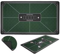 Tapis de Poker Texas Hold’em 140 x 80 cm Vert - Tapis de Jeux de Cartes | Nappe de jeu Polyester et Caoutchouc Antidérapant, Ép: 3 mm pour Cartes à Jouer et Jetons