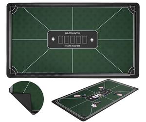 Tapis de Poker Texas Hold’em 140 x 80 cm Vert - Tapis de Jeux de Cartes | Nappe de jeu Polyester et Caoutchouc Antidérapant, Ép: 3 mm pour Cartes à Jouer et Jetons