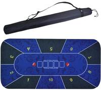 Tapis de poker Texas Hold'em Poker Layout, Tapis de poker portable, tapis de jeu Texas Holdem rectangulaire imperméable, tapis de roulette au design Las Vegas, comprend un sac de rangement noir
