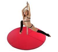 Tapis de pole dance, barre de strip-tease - Coussin de danse rond de sécurité absorbant les chocs, tapis de réception en cuir pour pole dance, gymnastique et exercices, (Rouge, 120 cm x 3 cm