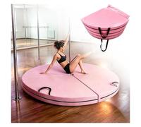 Tapis de pole dance rose en cuir épais pour exercice | Tapis de pole dance absorbant les chocs avec poignées de transport for cerceau aérien et studios de danse