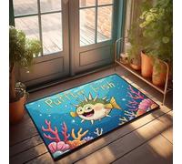 Tapis de porche d'automne, motif poisson soufflé : amusement sous-marin avec des amis à picots, décoration de chambre (40 x 60 cm)