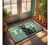 Tapis de porche pour extérieur, motif chat noir, avertissement : n'oubliez pas de coller du ruban adhésif ! Paillasson rétro Tapis de cuisine rustique (50 x 80 cm)