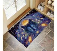 Tapis De Porte 40 X 60 Cm, Animaux Fantastiquespaillasson Interieur Antidérapant, Paillasson Entrée Lavable, Attrape-Rêves, Loup Tapis D'Entrée Intérieur Absorbant Et Durable, Bleu