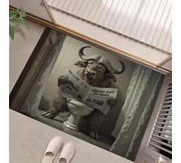 Tapis de Porte 40 x 60 cm, Buffalo Lit Journal Toilettes Paillasson Interieur Antidérapant, Paillasson Entrée Lavable, Animaux Intéressants Tapis de Sol Absorbant et Durable, Lavable Machine, Beige