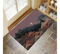 Tapis de Porte, 40 x 60 cm Profil Bas Forêt D'Automne Paillasson Interieur Entree Nuages Montagne Tapis de Sol Antidérapant Lavable Doux et Pratique pour Entrée, Couloir, Cuisine, Pâte Haricots Rouges