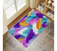 Tapis de Porte, 40 x 60 cm Profil Bas Rêve Abstrait Paillasson Interieur Entree Coups De Pinceau Légers Tapis de Sol Antidérapant Lavable Doux et Pratique pour Entrée, Couloir, Cuisine, Bleu-Vert