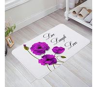 Tapis De Porte 40X60Cm, Coquelicots Violets Et Mots D'Énergie Positive Vivre Heureux Rire Tapi De Sol D'Intérieur Facile À Nettoyer Tapis Entree pour Couloir Entrée Porte D'Entrée