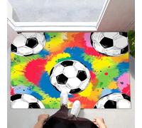 Tapis De Porte 50 x 70 cm, Paillasson Interieur Antidérapant Football, Paillasson Entrée Absorbe Lavable Éclaboussure d'encre Mouvement, Tapis pour L'Intérieur Durable pour Couloir, Arc-en-Ciel