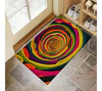 Tapis De Porte 50 x 70 cm, Paillasson Interieur Antidérapant Spirale Abstraite, Paillasson Entrée Absorbe Lavable Cercle Géométrie, Tapis pour L'Intérieur Durable pour Couloir, Vert