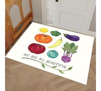 Tapis de Porte, 50 x 80 cm Profil Bas Illustration L'Aquarelle Paillasson Interieur Entree Fruits Légumes Tapis de Sol Antidérapant Lavable Doux et Pratique pour Entrée, Couloir, Cuisine, Multicolore