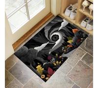 Tapis De Porte 60 x 90 cm, Paillasson Interieur Antidérapant Entrée Spirale, Paillasson Entrée Absorbe Lavable Feuilles Montagnes, Tapis pour L'Intérieur Durable pour Couloir, Noir