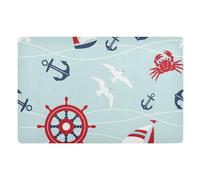 Tapis de porte absorbant la saleté du monde sous-marin, rouge et bleu, 81,3 x 50,8 cm, envers en caoutchouc antidérapant, tapis d'entrée d'intérieur absorbant pour entrée, porte avant et arrière