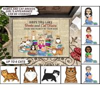 Tapis De Porte Absorbant Paillasson D'Entree Doux Paillasson De Bienvenue pour Bain D'Entrée Terrasse 40X60Cm J'Espère Que Vous Aimez Les Livres Et Les Poils De Chat.