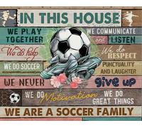 Tapis De Porte Antidérapant Tapis Entree dans Cette Maison, on Joue Au Foot Ensemble, on Fait du Foot, on Se Motive ! Anti-Saleté Tapi De Sol D'Intérieur pour Déco Entrée 40X60Cm